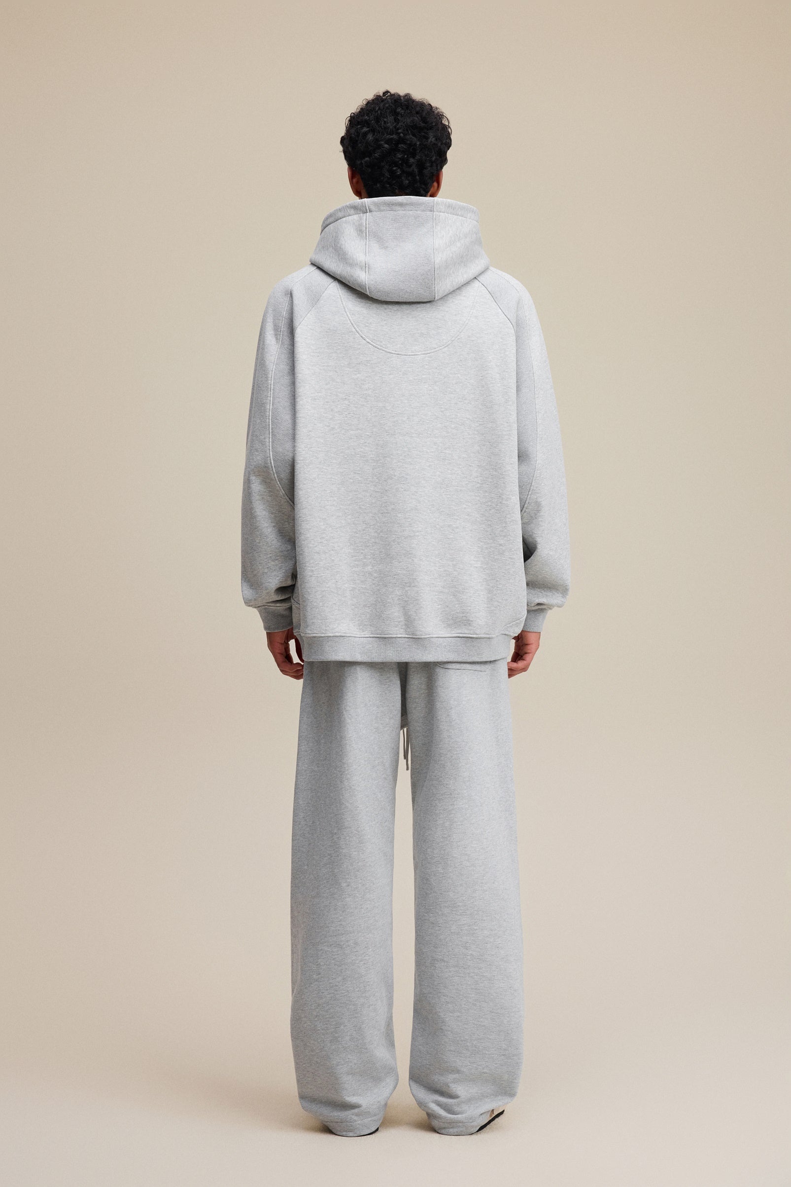 340GSM Men’s Trendy Fleece Structured Panel Hoodie Heathered Grey