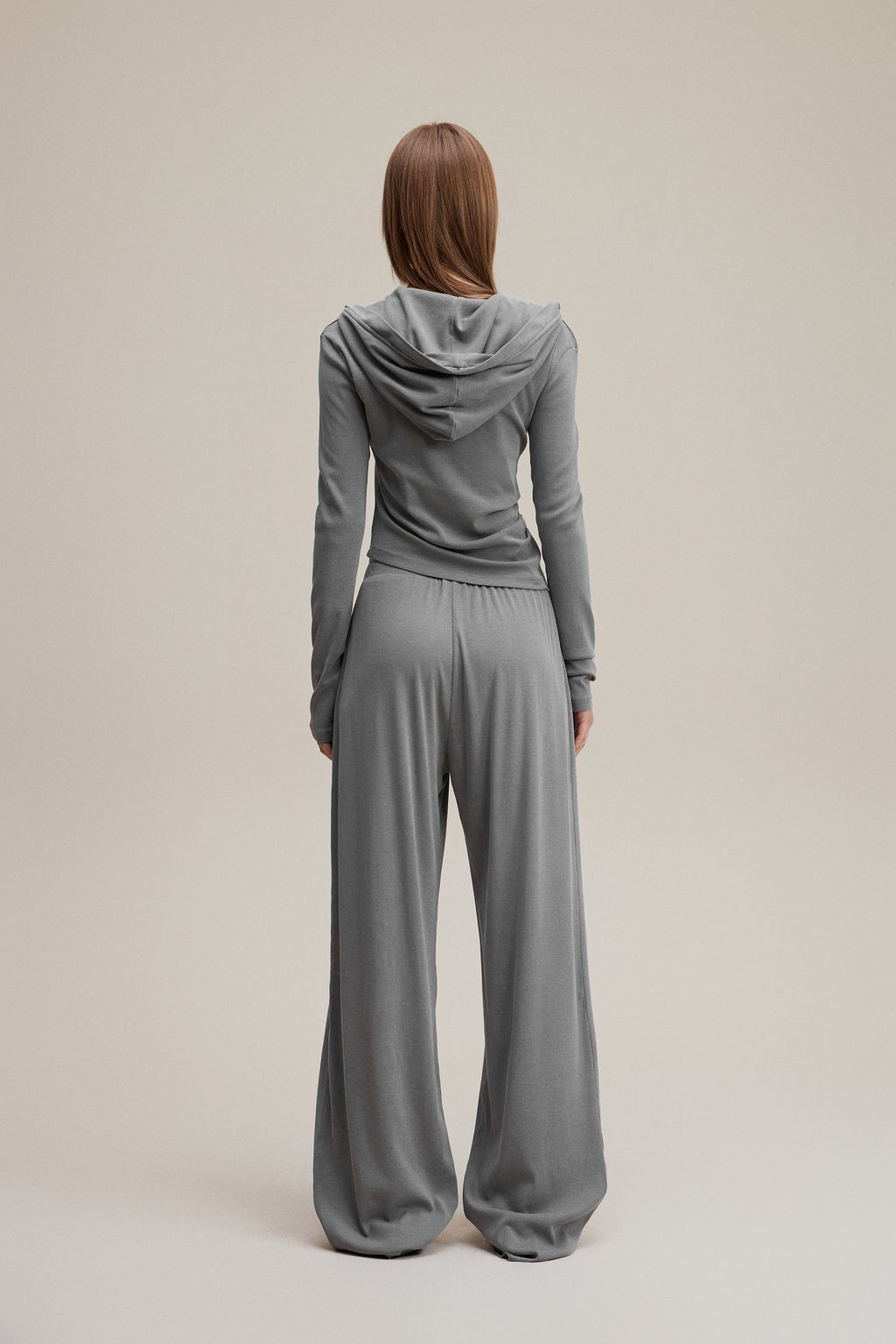 275GSM Women’s Slim-Fit Pigment-Wash Long-Sleeve Medium gray