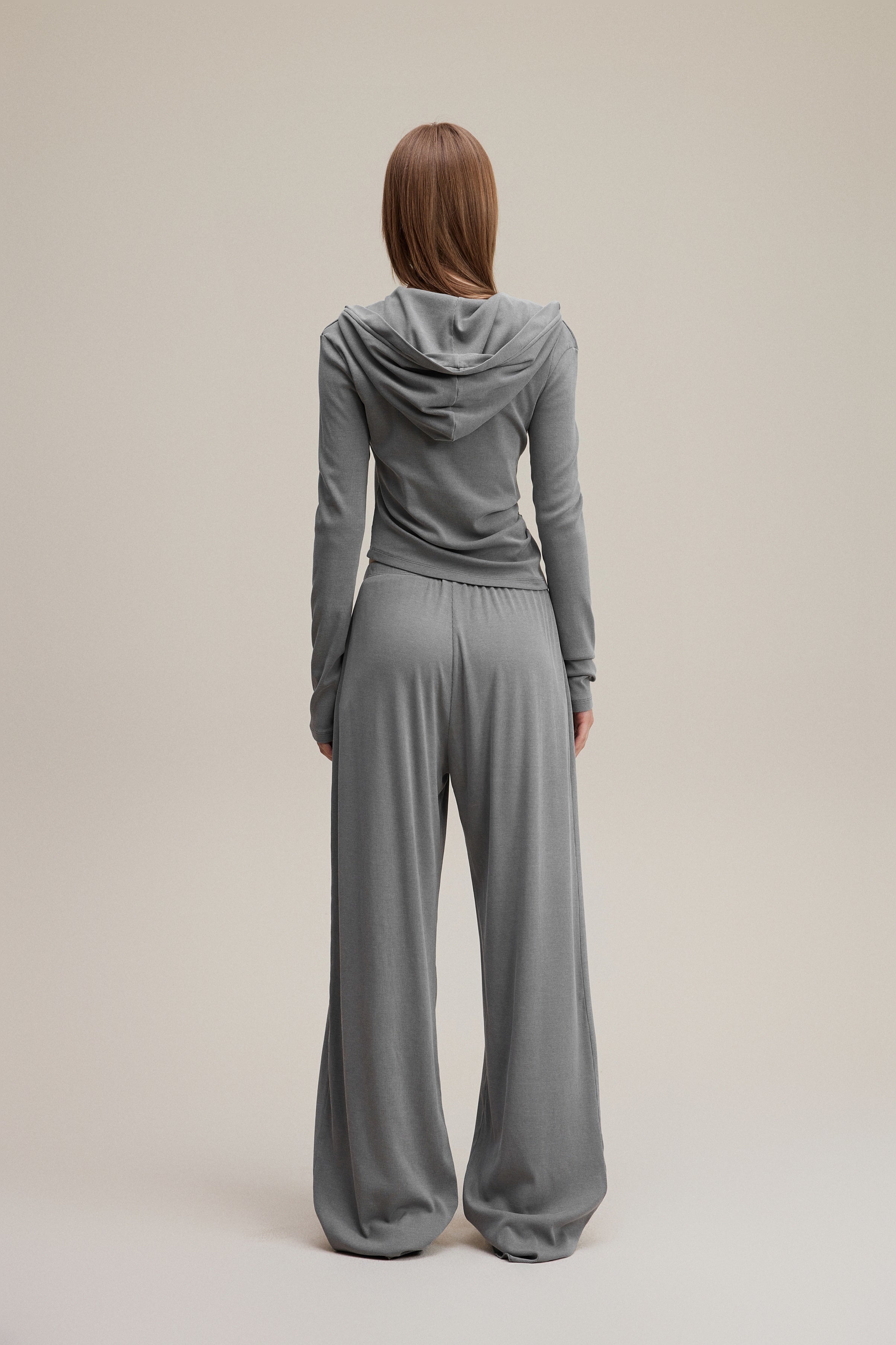 275GSM Women’s Slim-Fit Pigment-Wash Long-Sleeve Medium gray