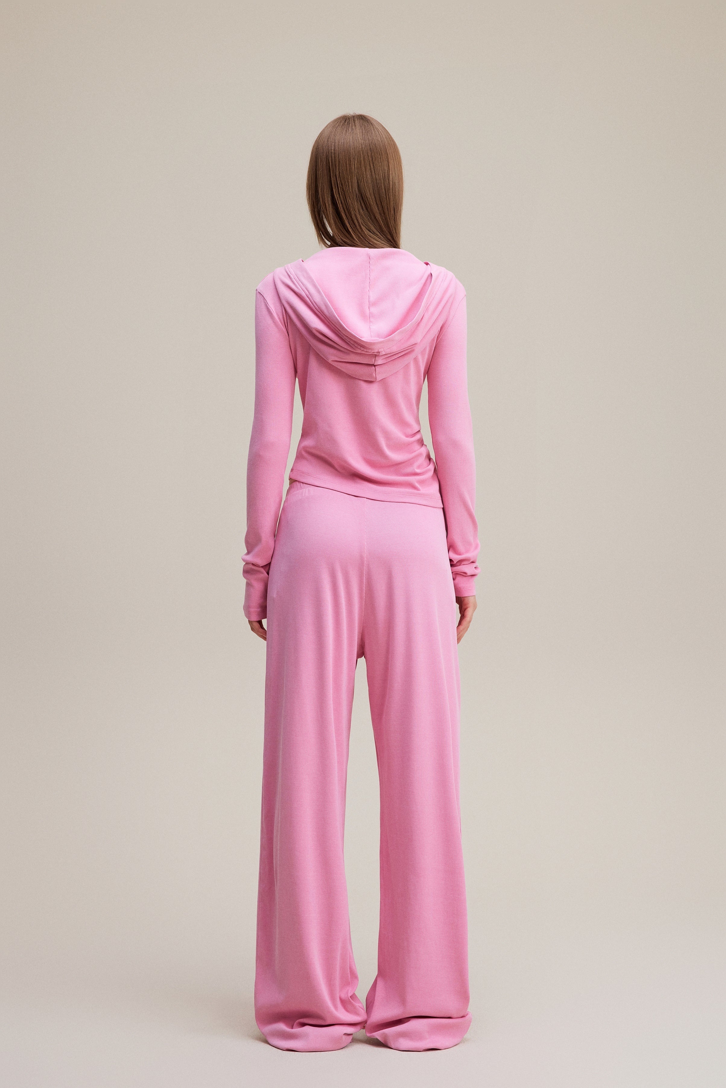 275GSM Women’s Slim-Fit Pigment-Wash Long-Sleeve Rose pink