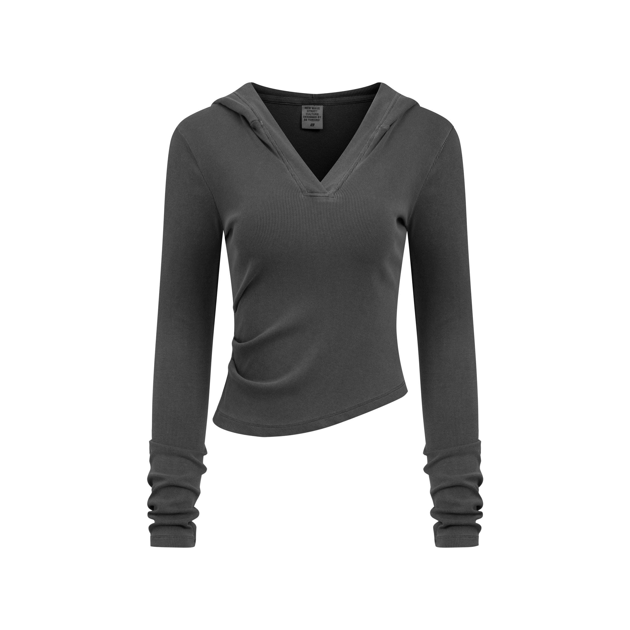 275GSM Women’s Slim-Fit Pigment-Wash Long-Sleeve Dark gray
