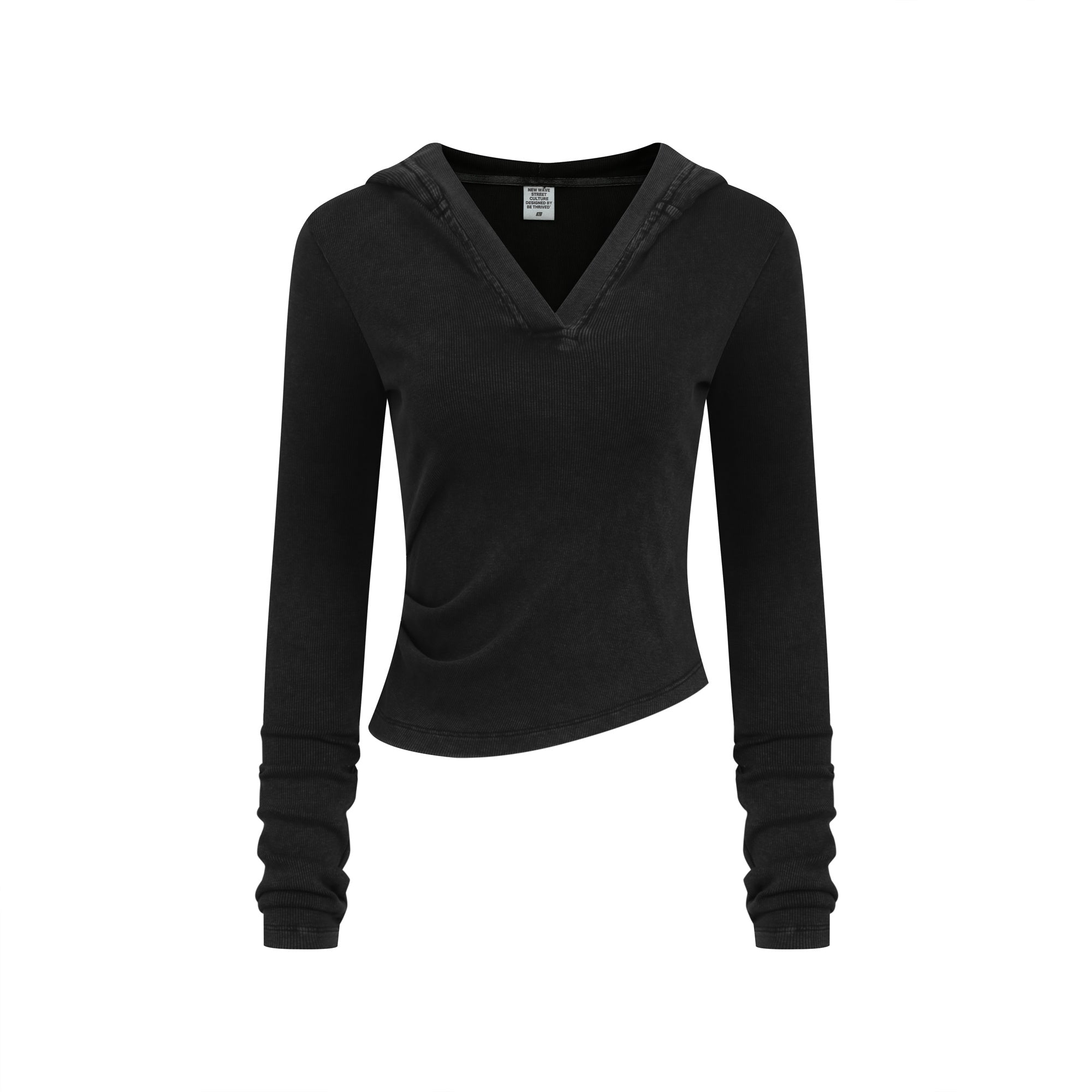 275GSM Women’s Slim-Fit Pigment-Wash Long-Sleeve Snow wash