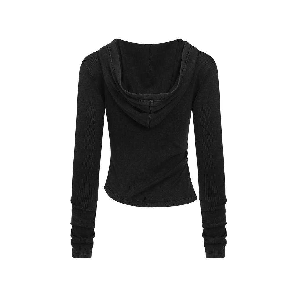 275GSM Women’s Slim-Fit Pigment-Wash Long-Sleeve Snow wash