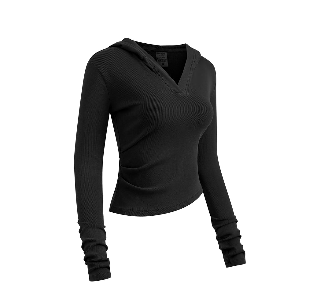 275GSM Women’s Slim-Fit Pigment-Wash Long-Sleeve Snow wash