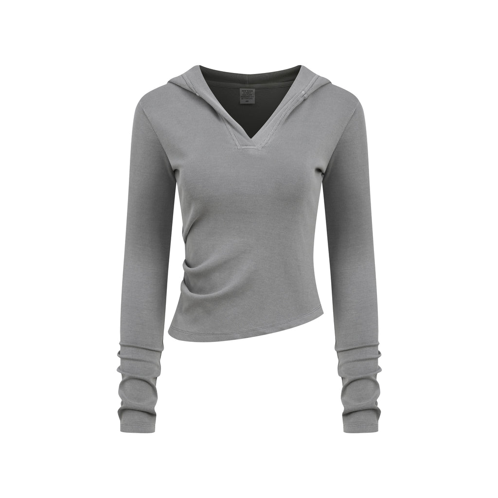 275GSM Women’s Slim-Fit Pigment-Wash Long-Sleeve Medium gray