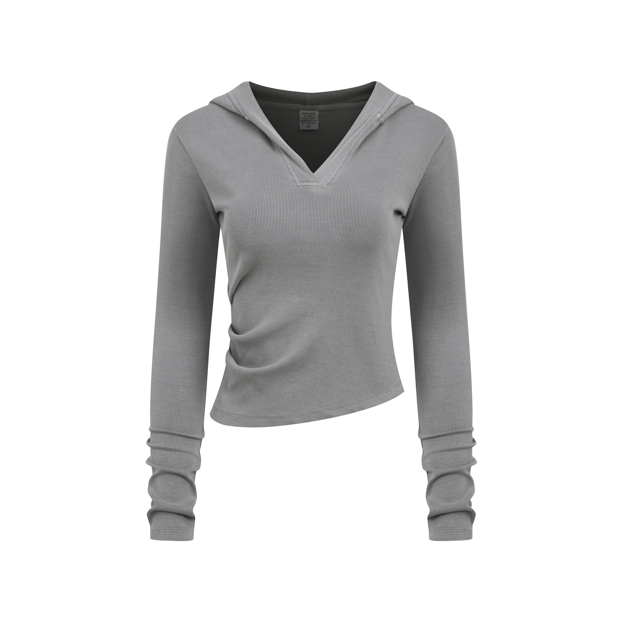 275GSM Women’s Slim-Fit Pigment-Wash Long-Sleeve Medium gray