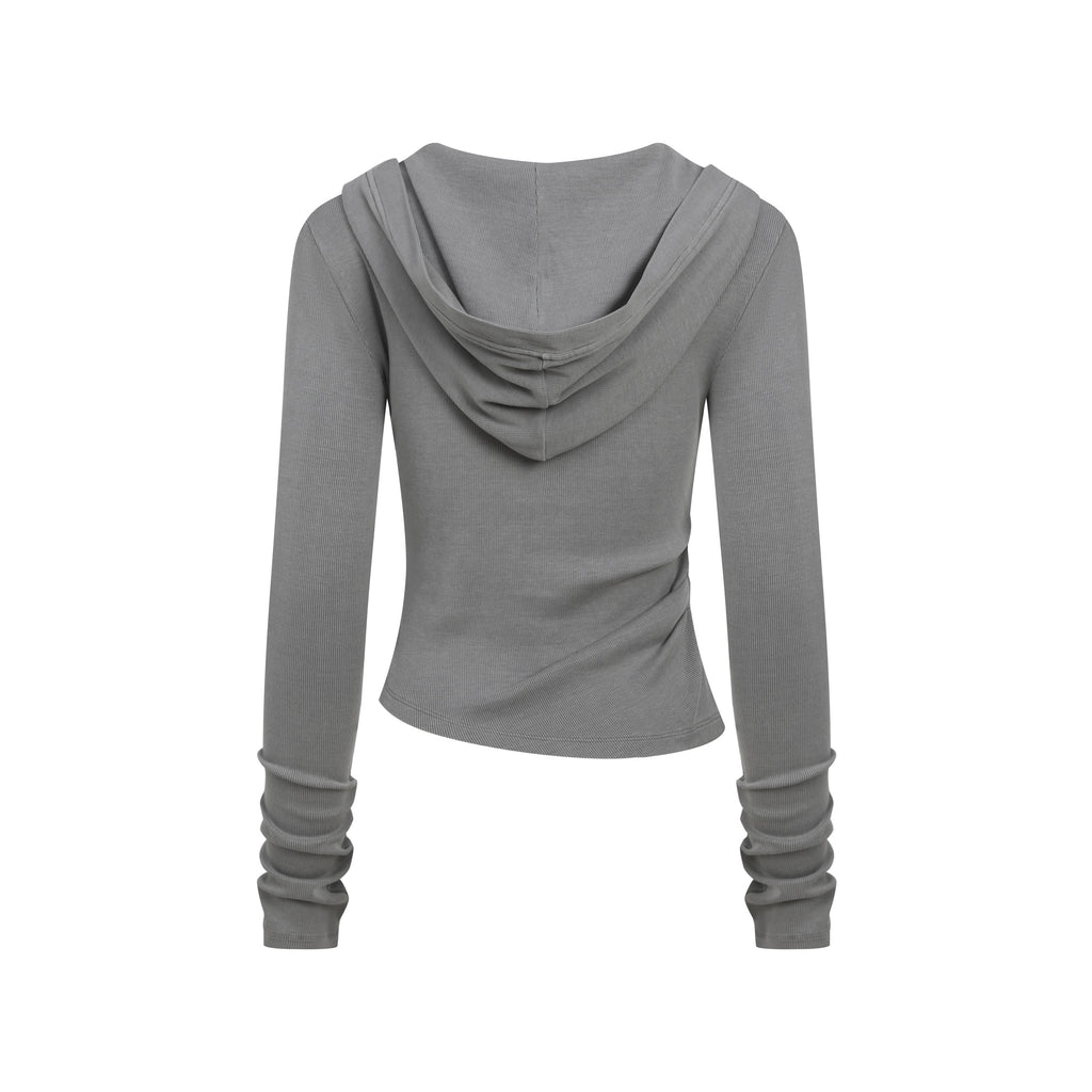275GSM Women’s Slim-Fit Pigment-Wash Long-Sleeve Medium gray