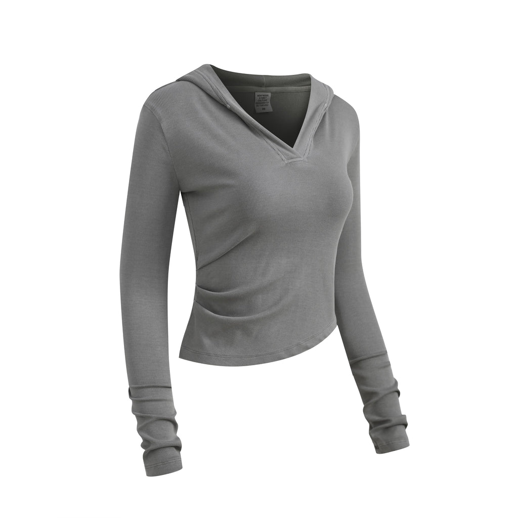 275GSM Women’s Slim-Fit Pigment-Wash Long-Sleeve Medium gray