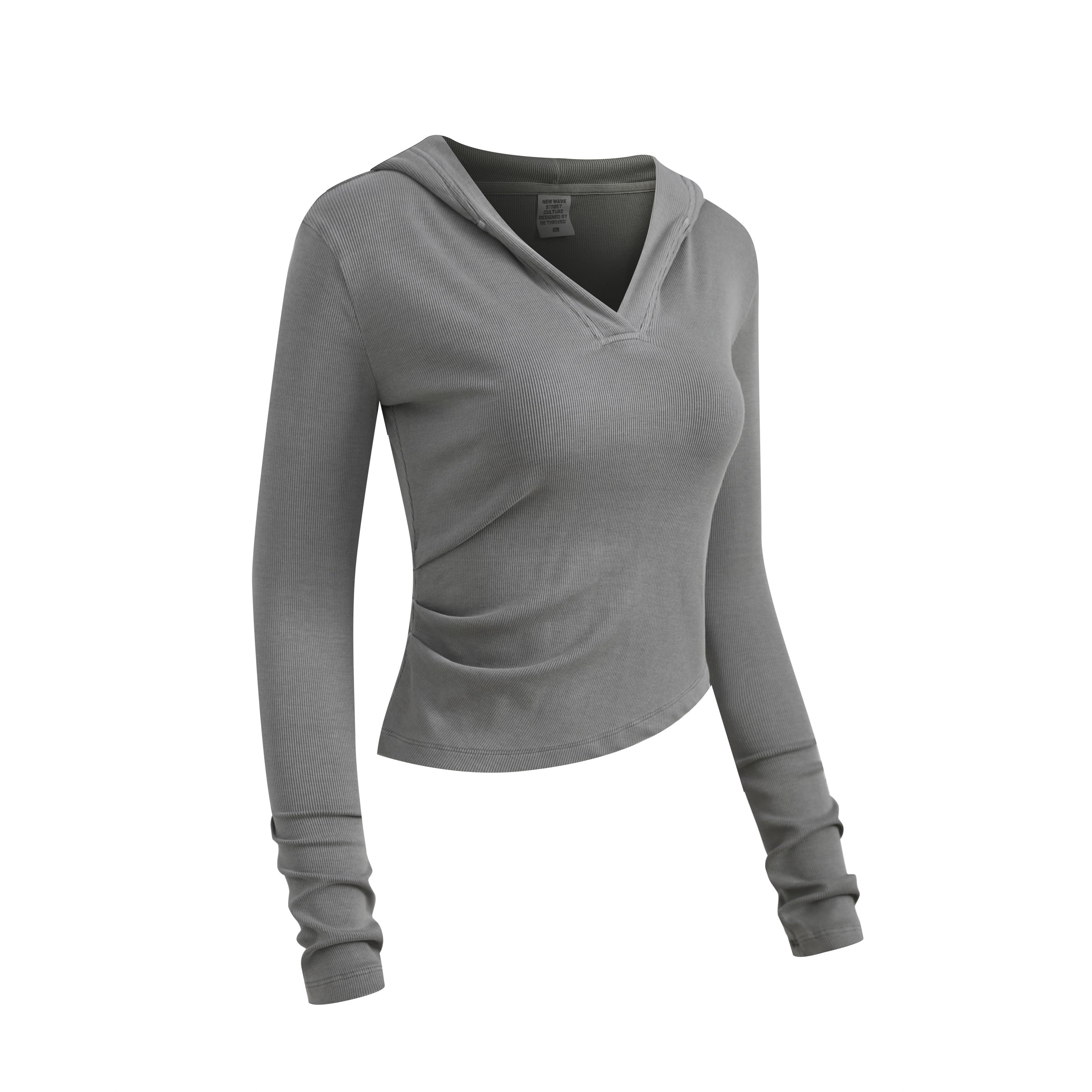 275GSM Women’s Slim-Fit Pigment-Wash Long-Sleeve Medium gray