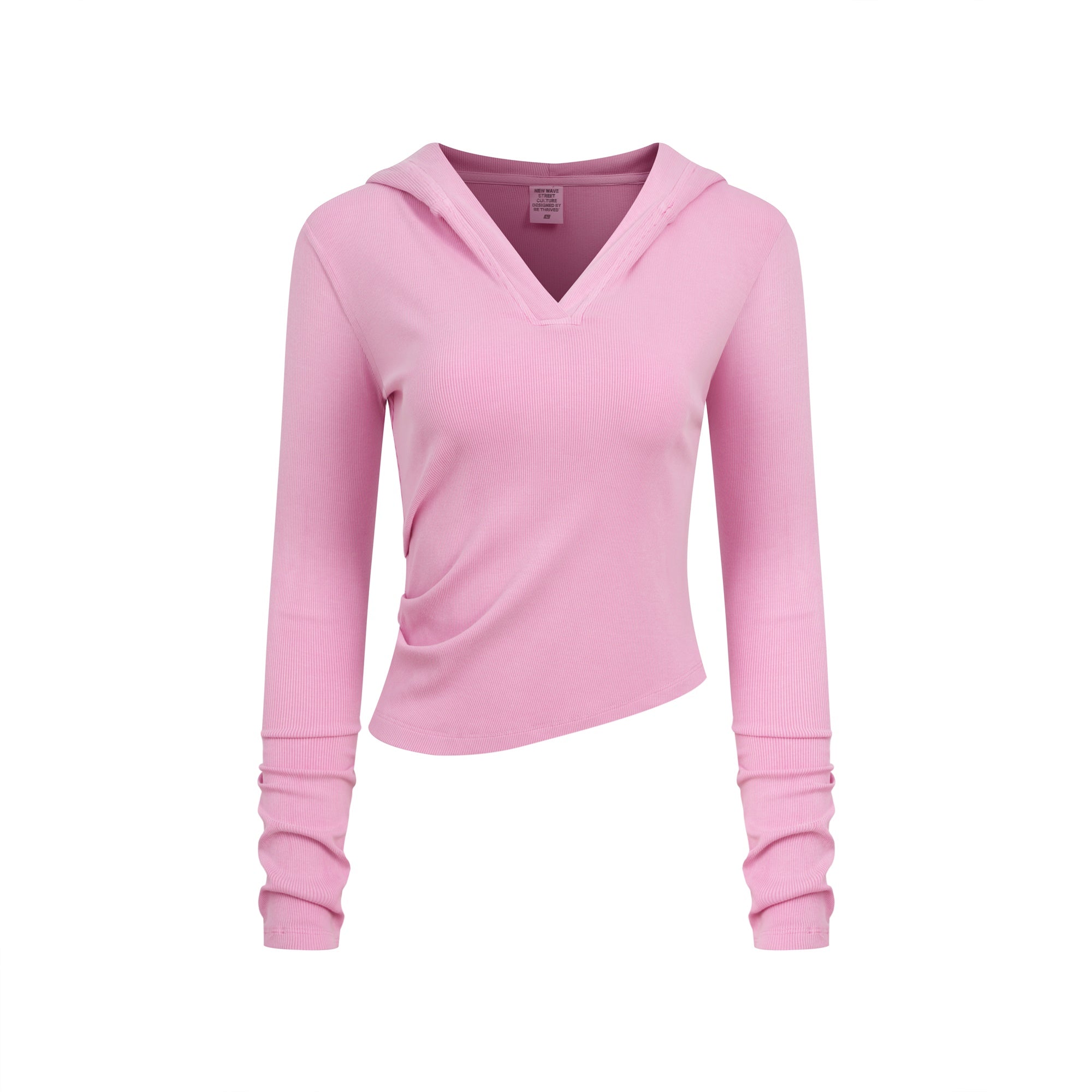 275GSM Women’s Slim-Fit Pigment-Wash Long-Sleeve Rose pink