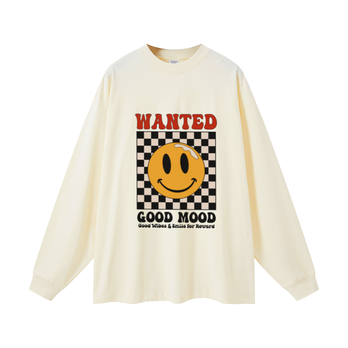 305GSM Unisex Premium Heavyweight Double-Yarn Plain Fabric Earth-Tone Basic Layering Long sleeve Milk Tea White