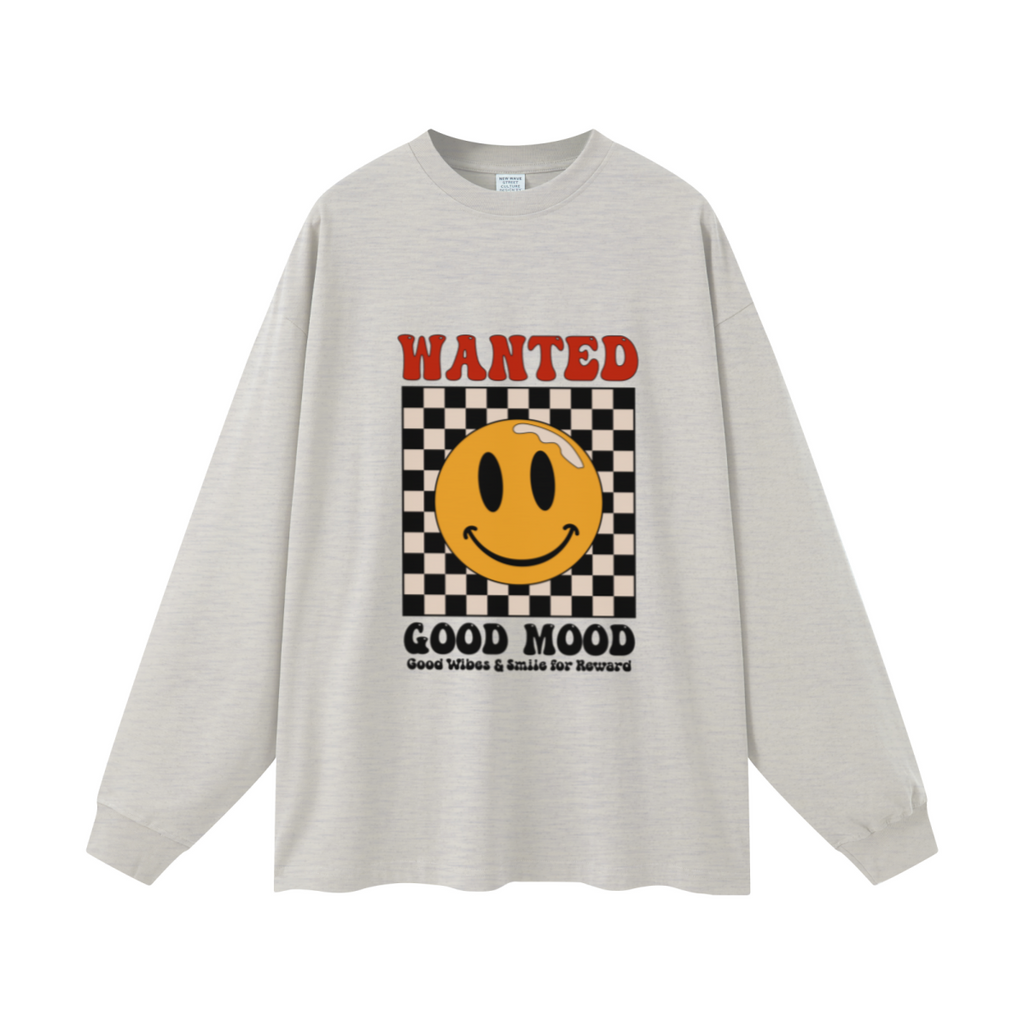 305GSM Unisex Premium Heavyweight Double-Yarn Plain Fabric Earth-Tone Basic Layering Long sleeve Oatmeal Grey