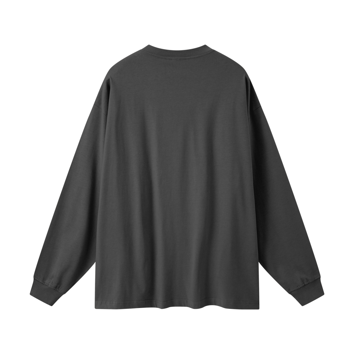305GSM Unisex Premium Heavyweight Double-Yarn Plain Fabric Earth-Tone Basic Layering Long sleeve Carbon Grey