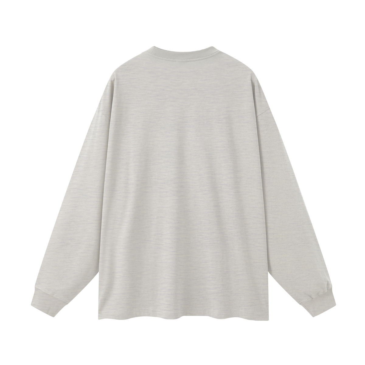 305GSM Unisex Premium Heavyweight Double-Yarn Plain Fabric Earth-Tone Basic Layering Long sleeve Oatmeal Grey