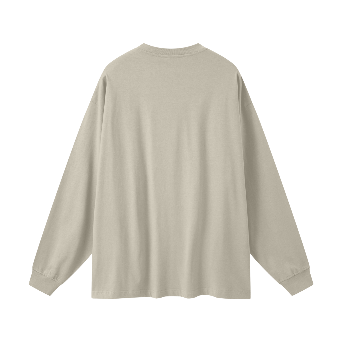 305GSM Unisex Premium Heavyweight Double-Yarn Plain Fabric Earth-Tone Basic Layering Long sleeve Sand