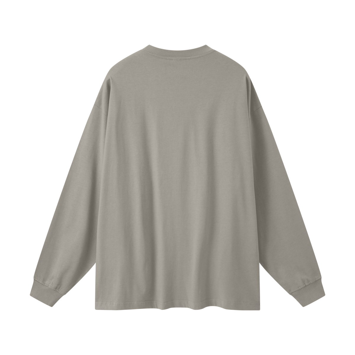 305GSM Unisex Premium Heavyweight Double-Yarn Plain Fabric Earth-Tone Basic Layering Long sleeve Grey Camel
