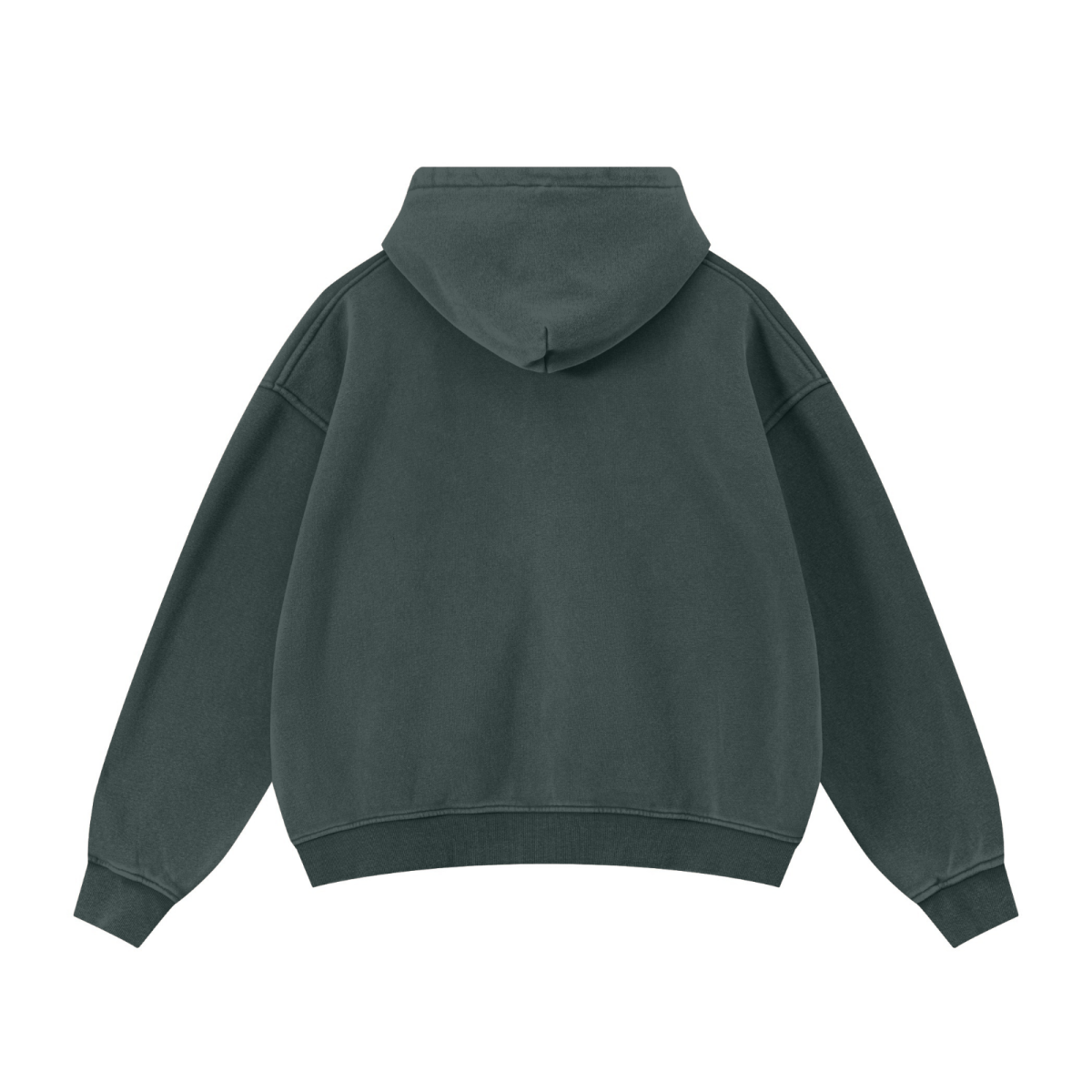 400GSM Unisex Vintage-Wash Boxy-Fit Zip-Up Hoodie Vintage Moss Green