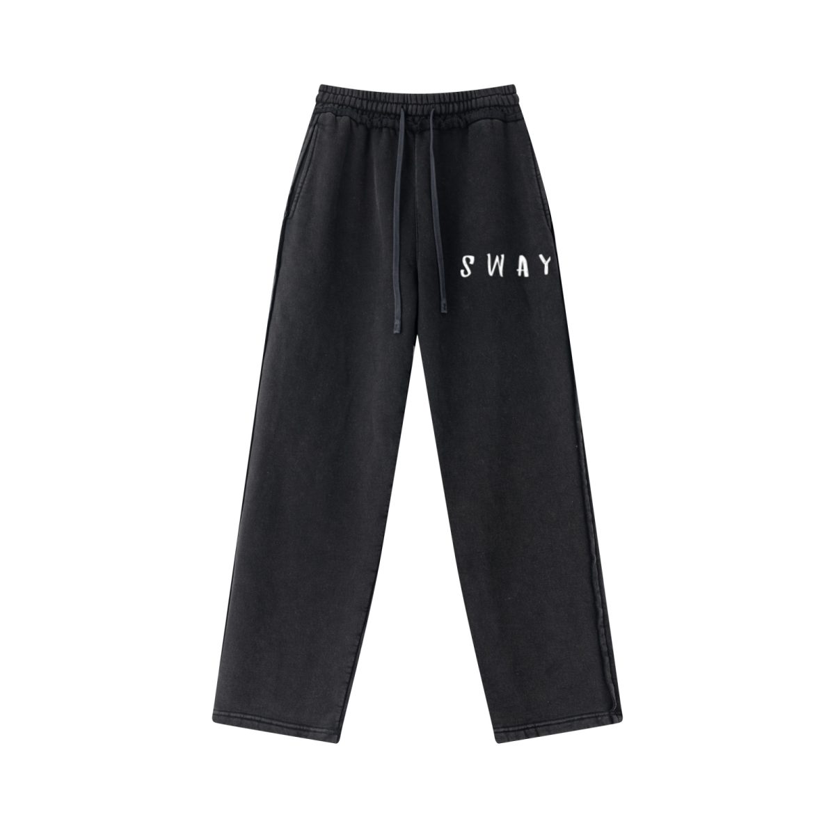 400GSM Men’s Raw-Edge Pigment-Wash Straight-Leg Pants Snow Wash Grey