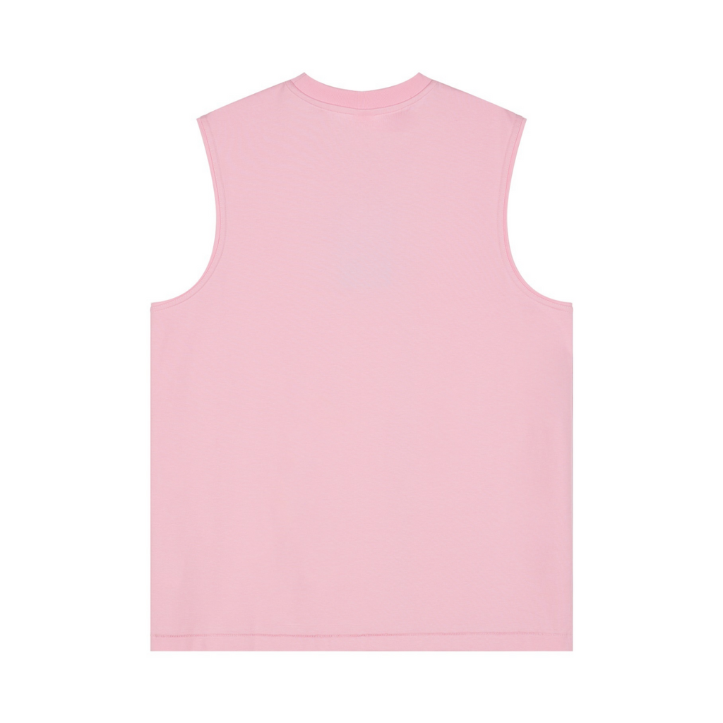230GSM Women’s Cool-Touch Ice-Feel Solid Color Crew Neck Tank Top Pink