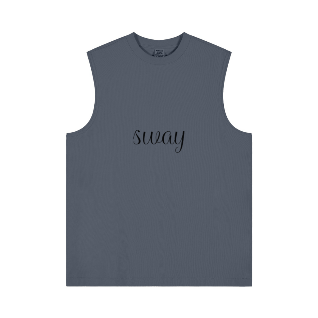230GSM Women’s Cool-Touch Ice-Feel Solid Color Crew Neck Tank Top Dusty Blue