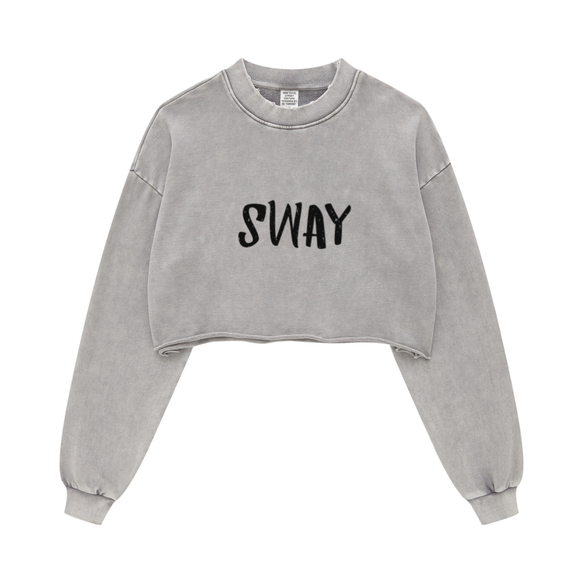 380GSM Women’s Heavyweight Distressed Snow-Wash Raw-Hem Cropped Long sleeve Medium gray