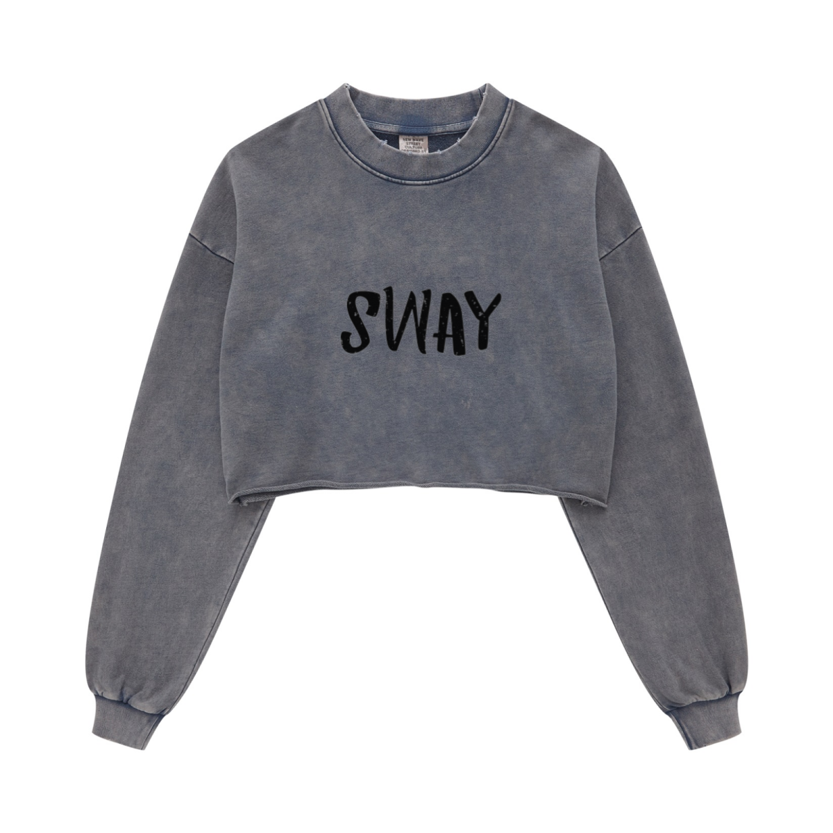 380GSM Women’s Heavyweight Distressed Snow-Wash Raw-Hem Cropped Long sleeve Royal blue