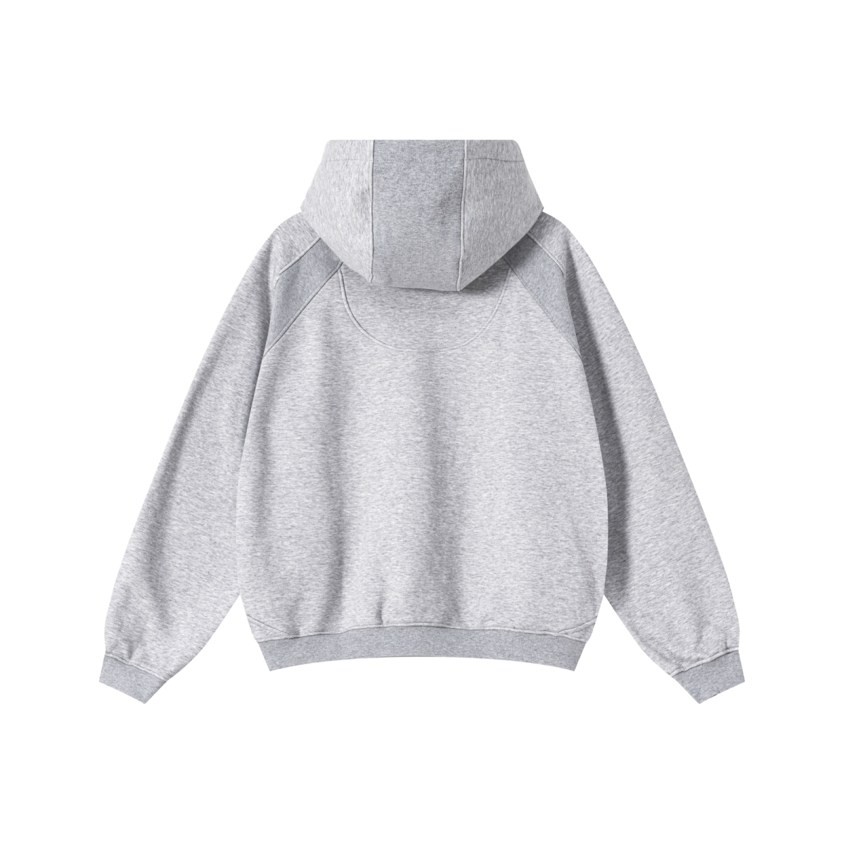 340GSM Men’s Trendy Fleece Structured Panel Hoodie Heathered Grey