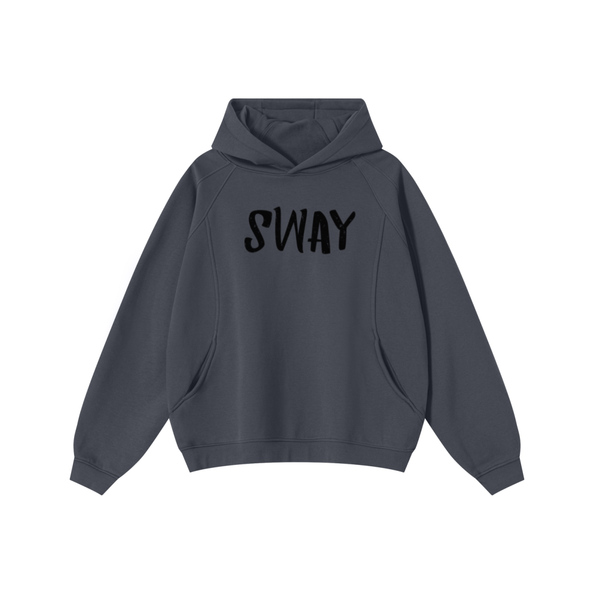 340GSM Men’s Trendy Fleece Structured Panel Hoodie Dark Grey