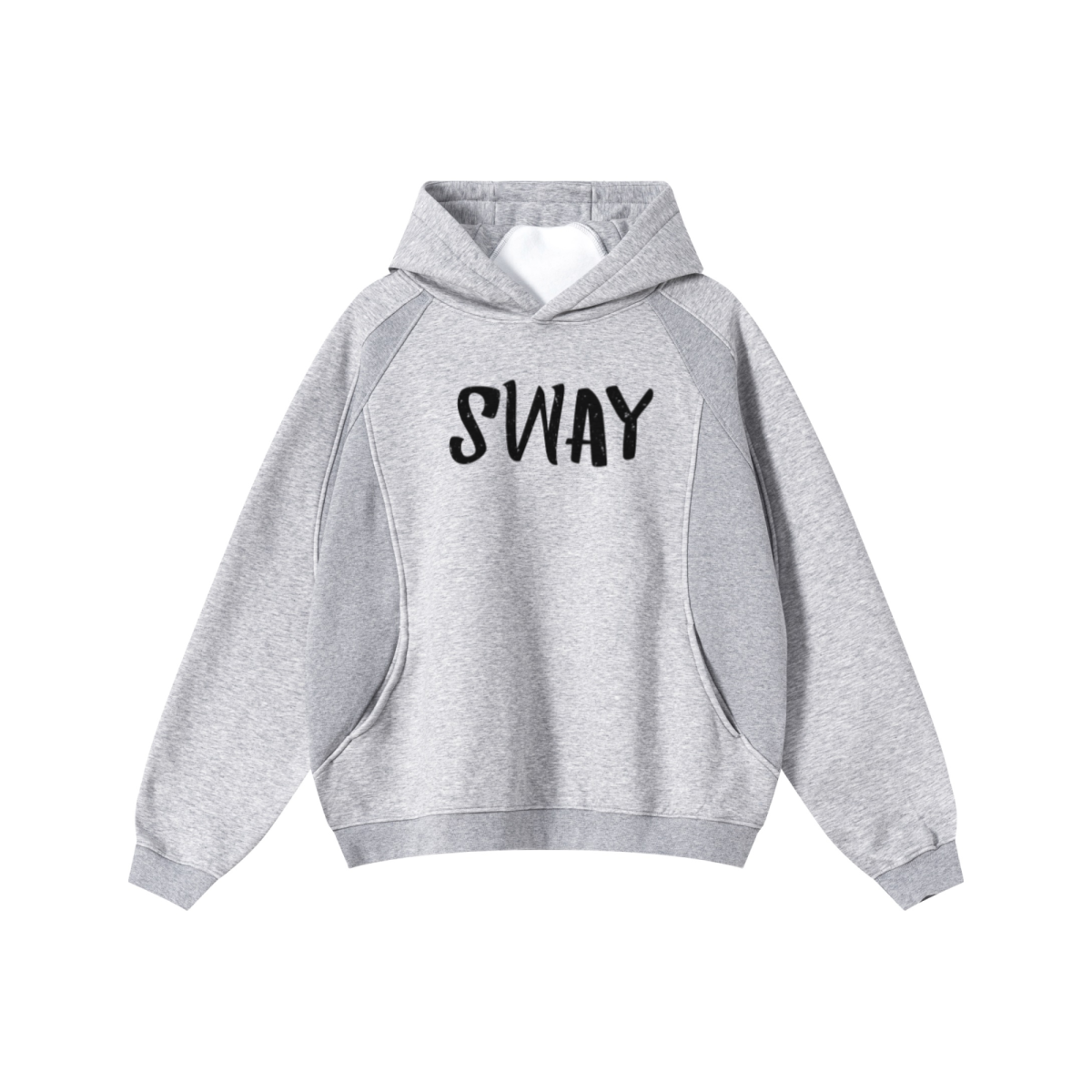 340GSM Men’s Trendy Fleece Structured Panel Hoodie Heathered Grey