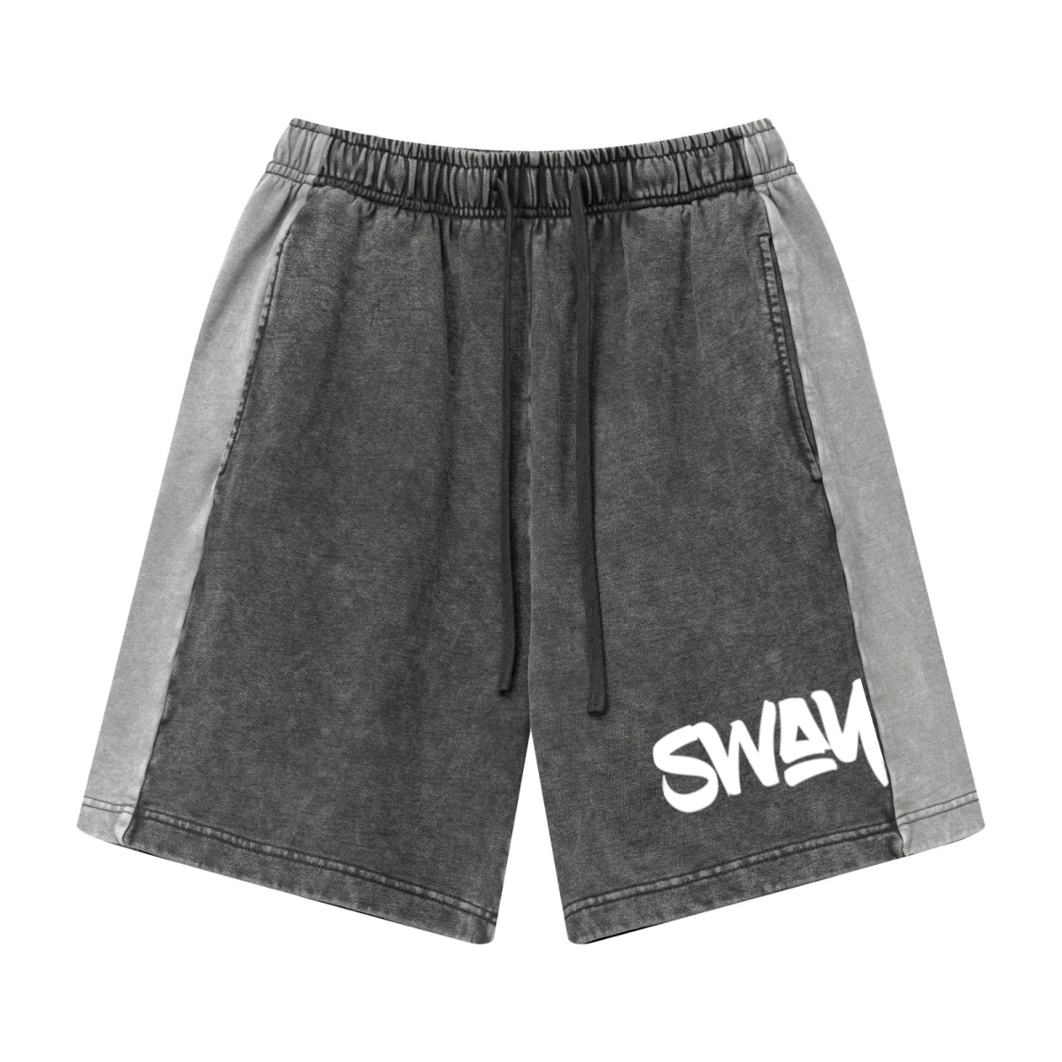 370GSM Unisex Heavyweight Contrast Snow-Washed Shorts Dark Grey/Light Grey