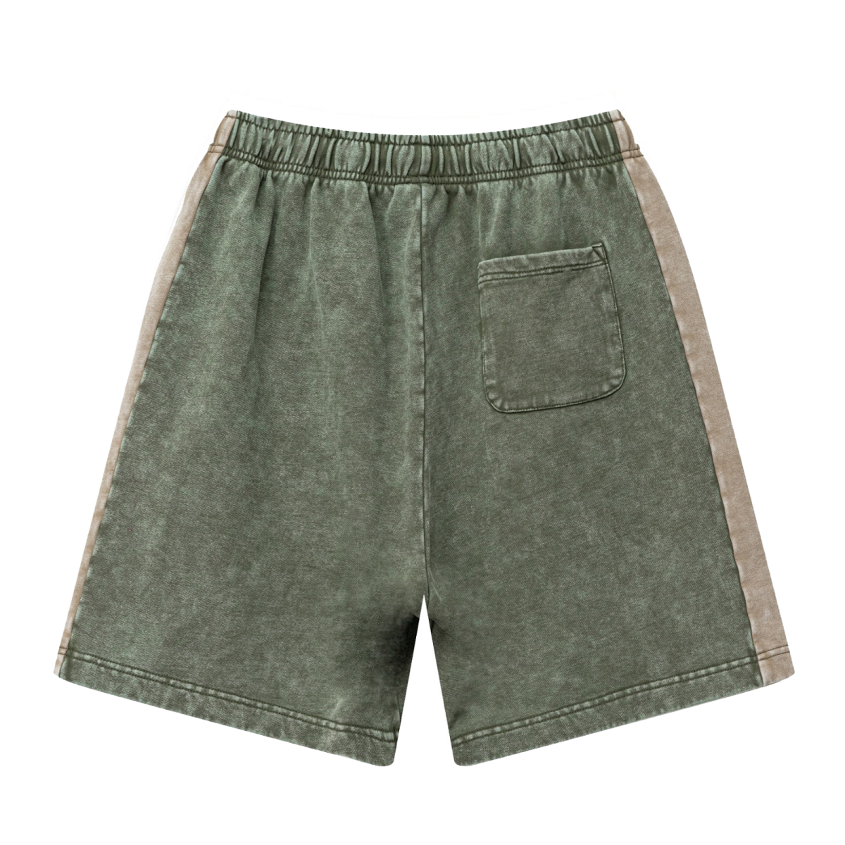 370GSM Unisex Heavyweight Contrast Snow-Washed Shorts Military Green/Khaki