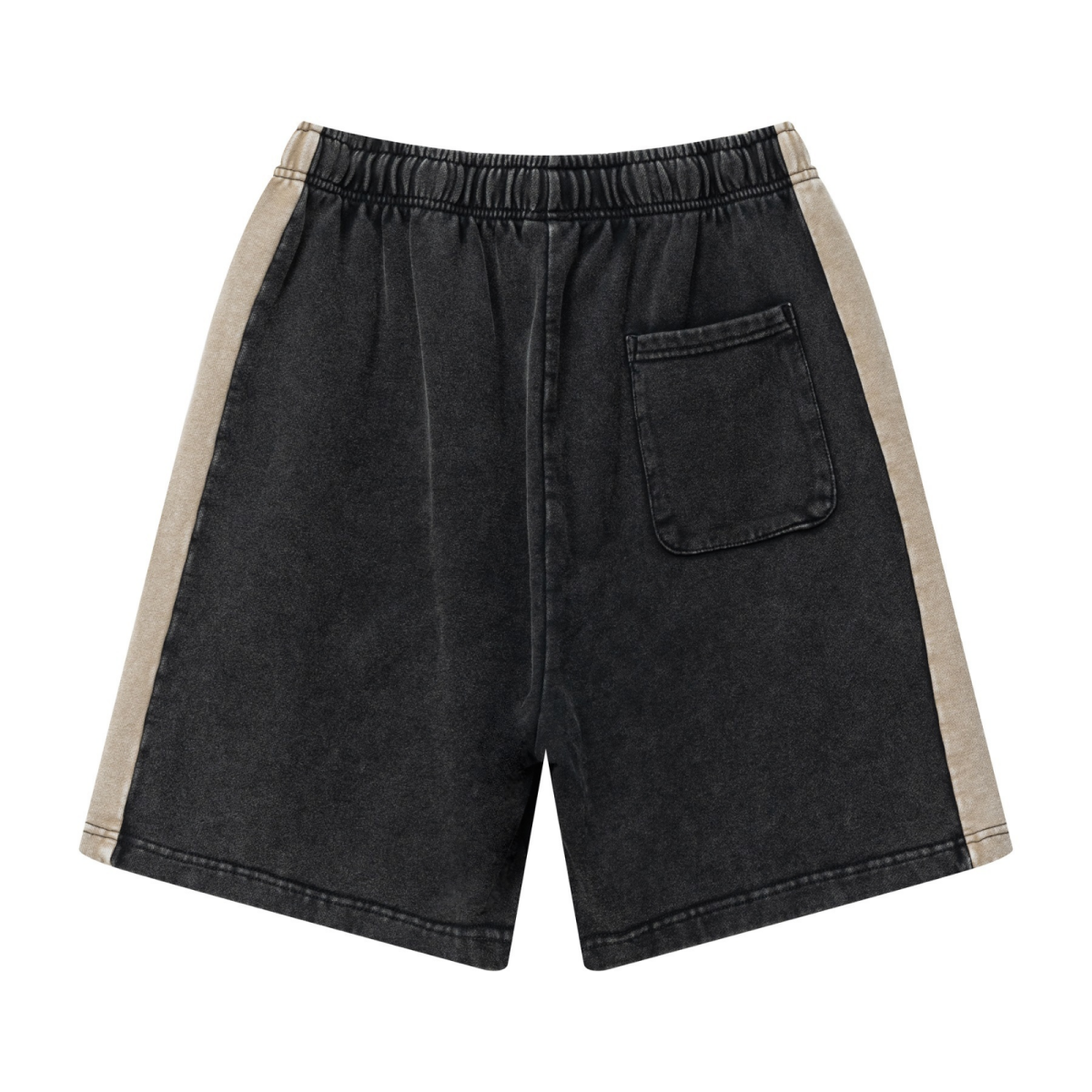 370GSM Unisex Heavyweight Contrast Snow-Washed Shorts Black/Khaki
