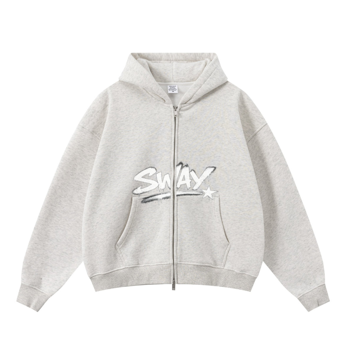 345GSM Unisex Boxy-Fit Double-Zip Hoodie Oatmeal Grey