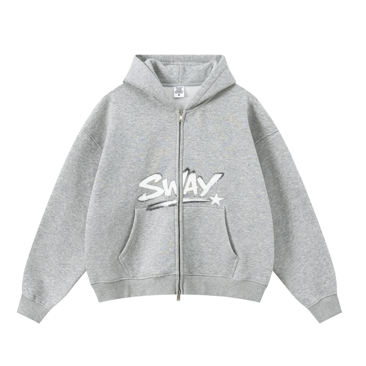 345GSM Unisex Boxy-Fit Double-Zip Hoodie Heathered Grey