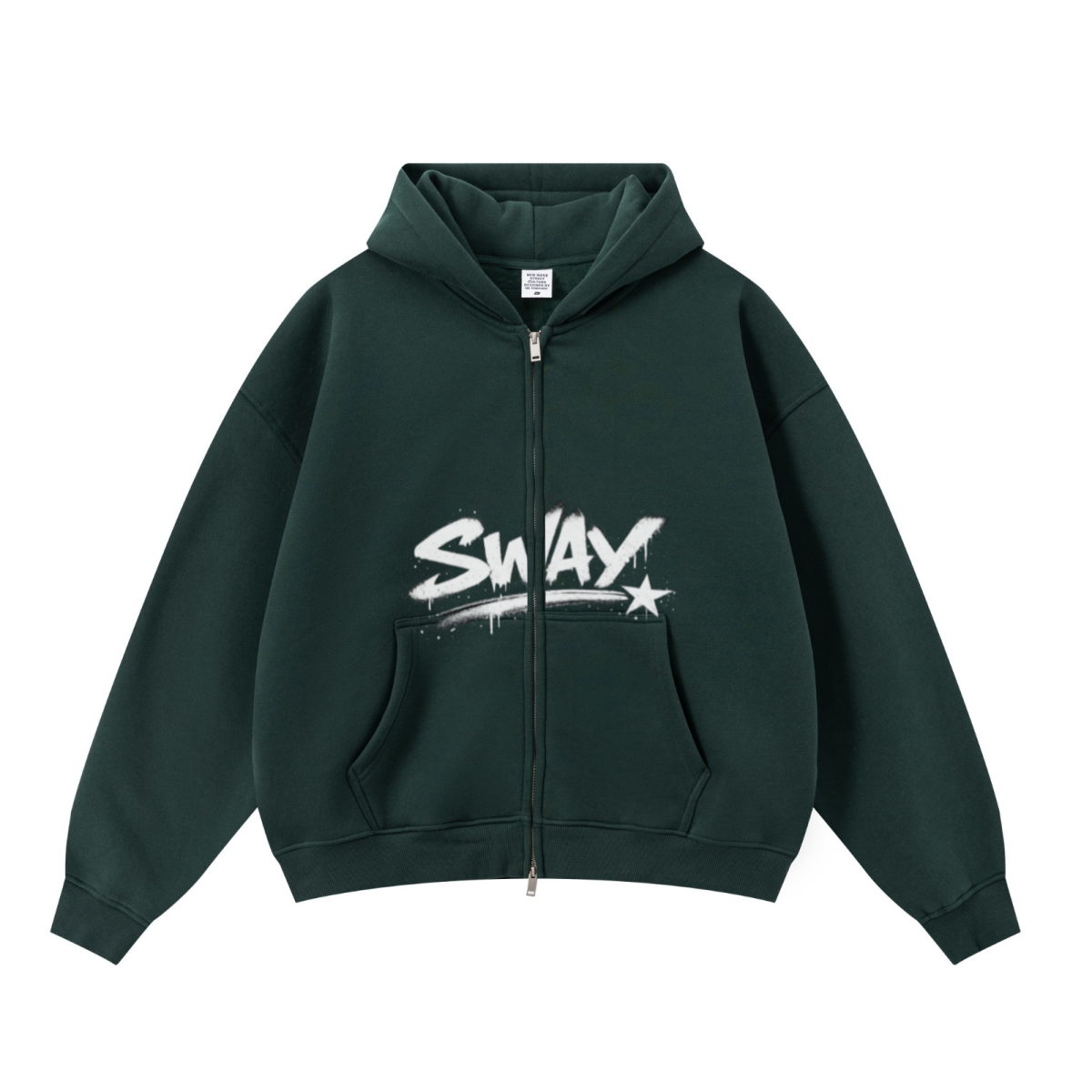 345GSM Unisex Boxy-Fit Double-Zip Hoodie Rainforest Green
