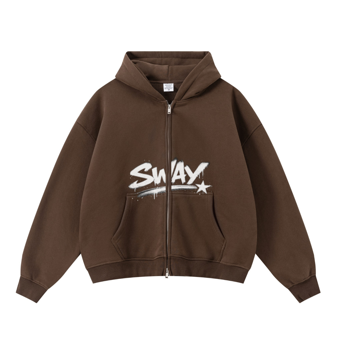345GSM Unisex Boxy-Fit Double-Zip Hoodie Brown