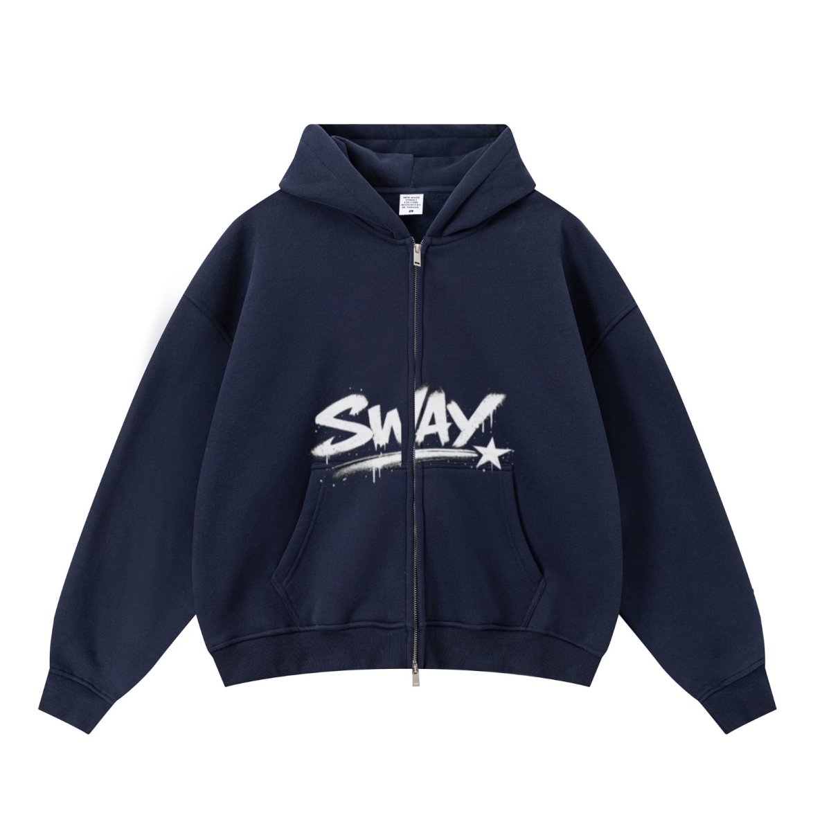 345GSM Unisex Boxy-Fit Double-Zip Hoodie Midnight Blue