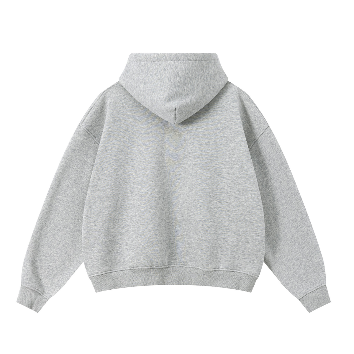 345GSM Unisex Boxy-Fit Double-Zip Hoodie Heathered Grey