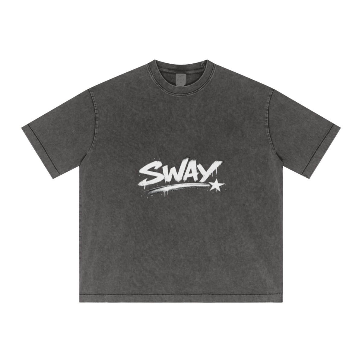 285GSM Unisex Distressed Snow-Wash Batik Plain Fabric T-shirt Dark gray