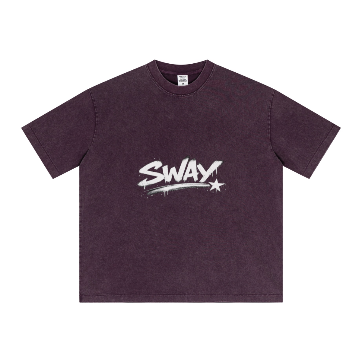 285GSM Unisex Distressed Snow-Wash Batik Plain Fabric T-shirt Purple