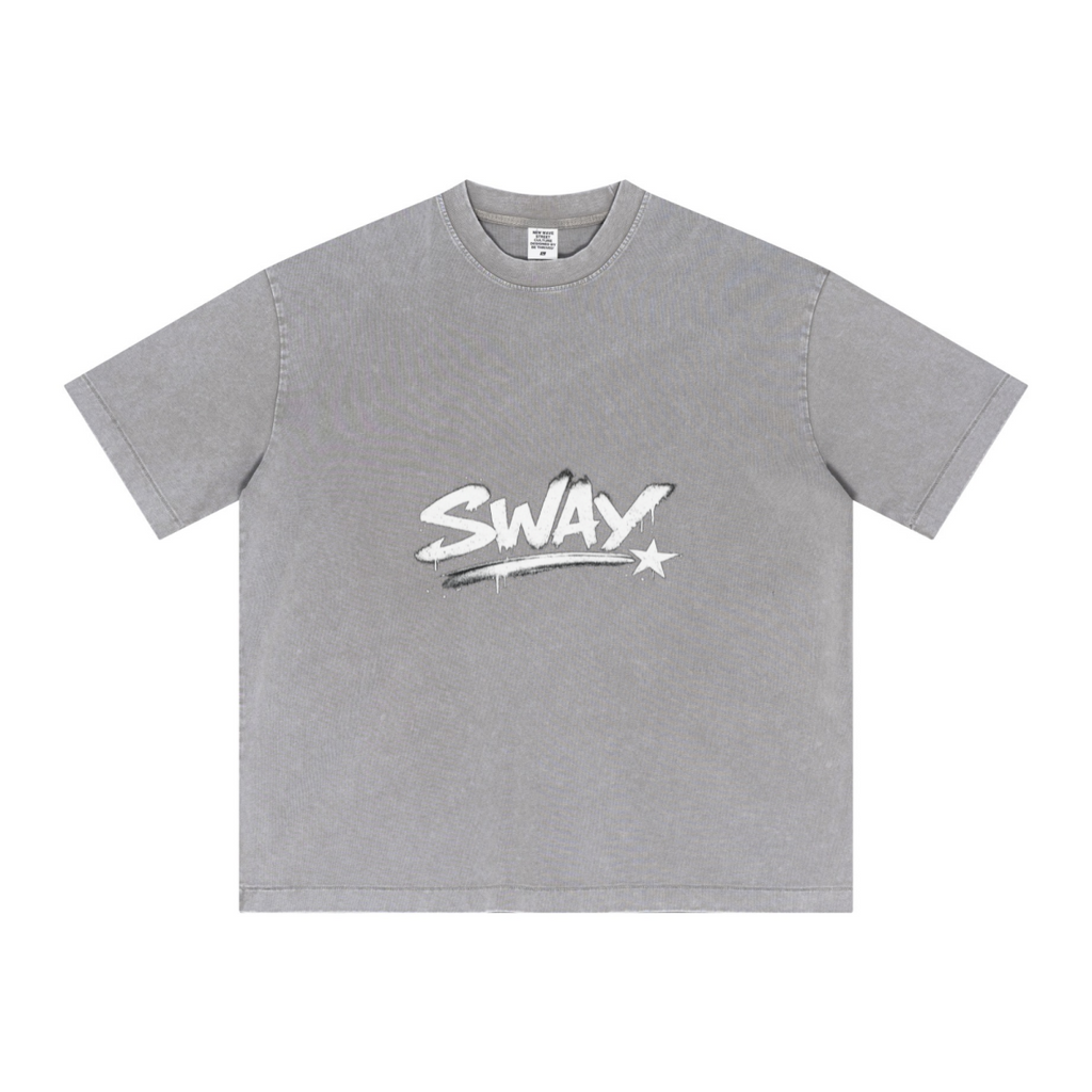 285GSM Unisex Distressed Snow-Wash Batik Plain Fabric T-shirt Light grey