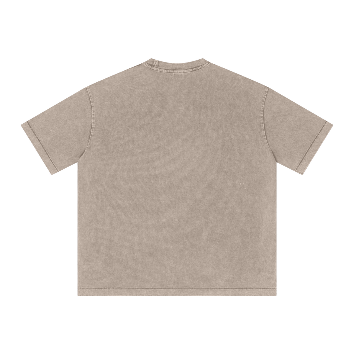 285GSM Unisex Distressed Snow-Wash Batik Plain Fabric T-shirt khaki