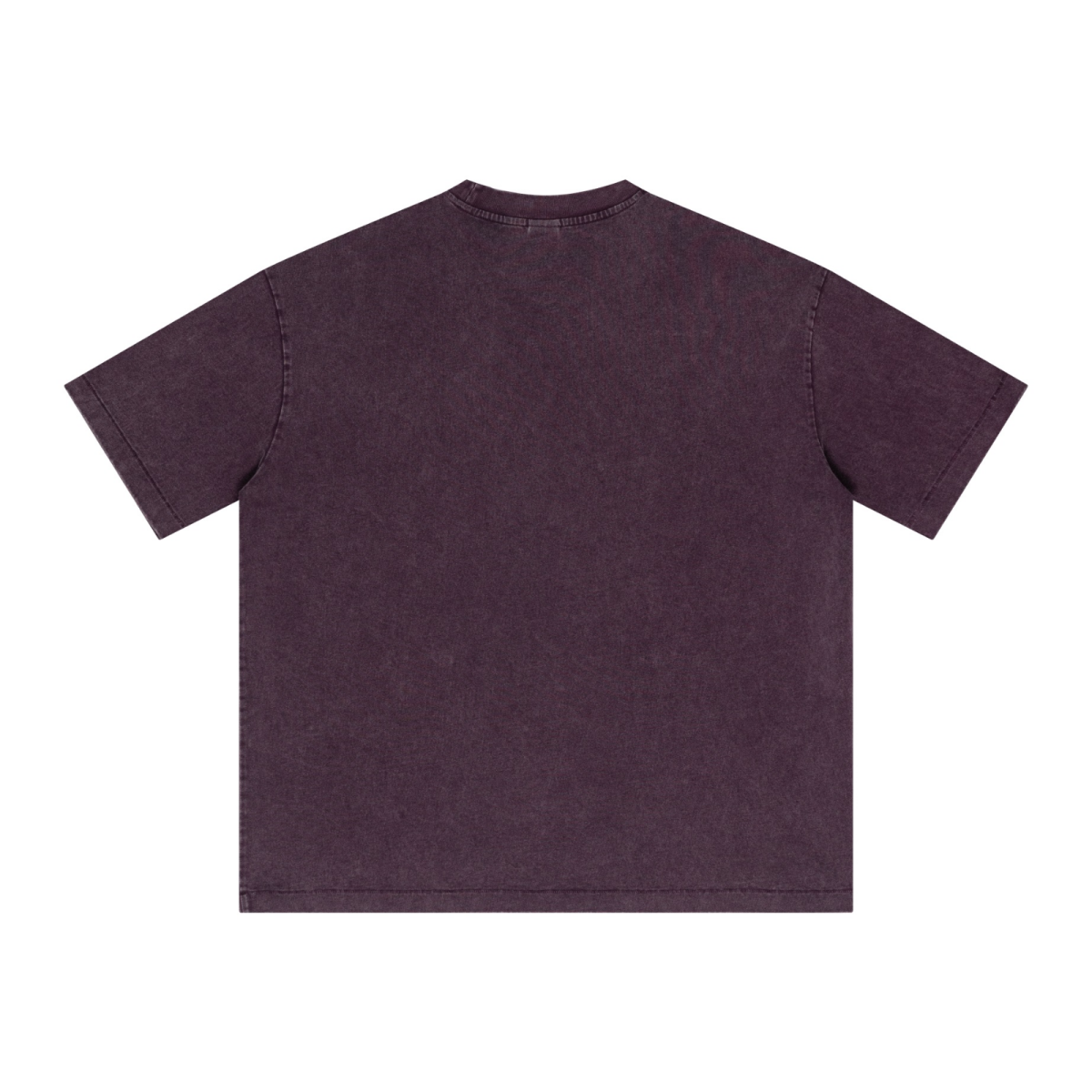 285GSM Unisex Distressed Snow-Wash Batik Plain Fabric T-shirt Purple