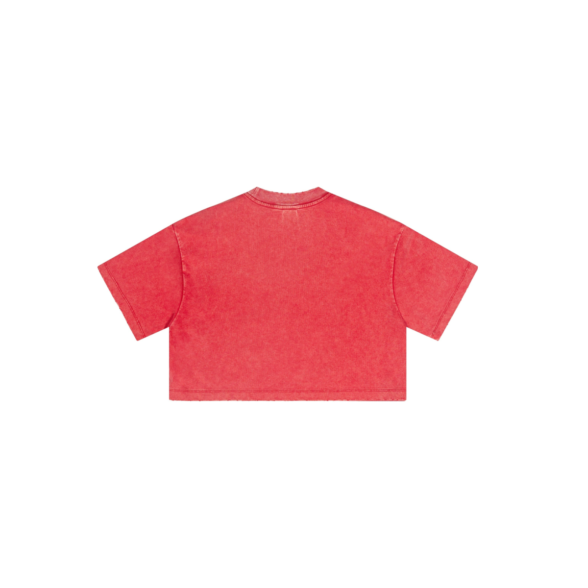 230GSM Women’s Cool-Touch Cropped High-Street Color Retro Snow-Wash T-shirt Red
