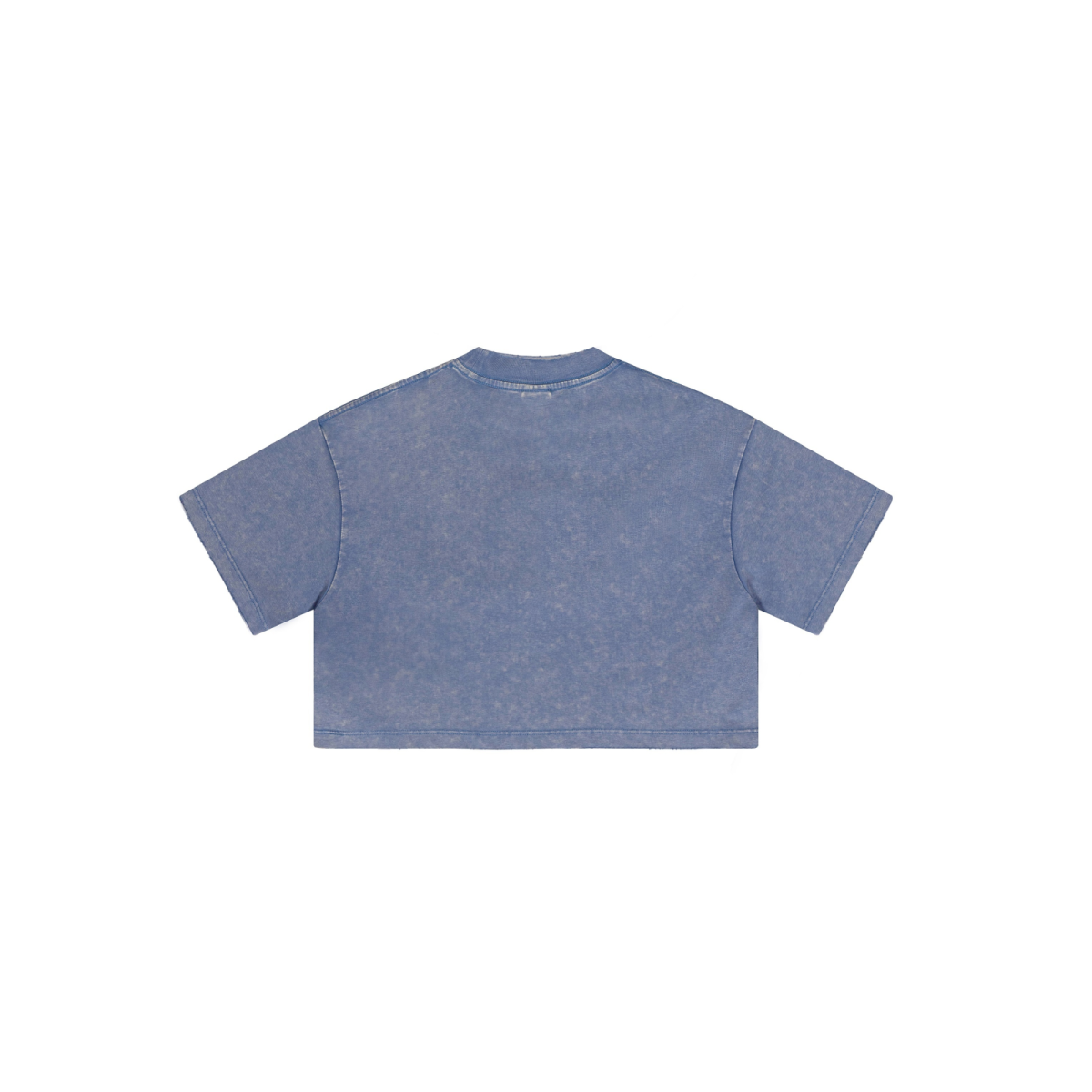 230GSM Women’s Cool-Touch Cropped High-Street Color Retro Snow-Wash T-shirt Washed Blue