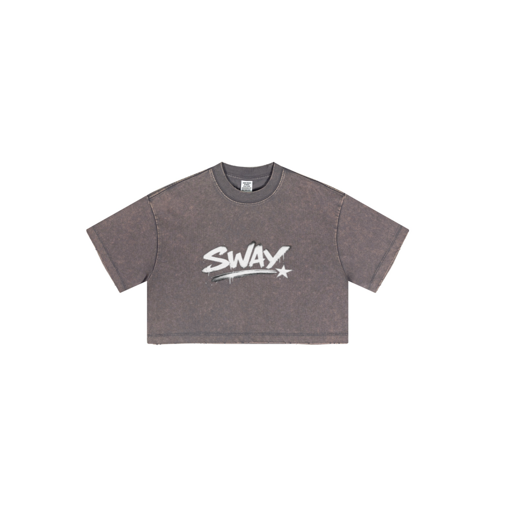 230GSM Women’s Cool-Touch Cropped High-Street Color Retro Snow-Wash T-shirt Raspberry Purple
