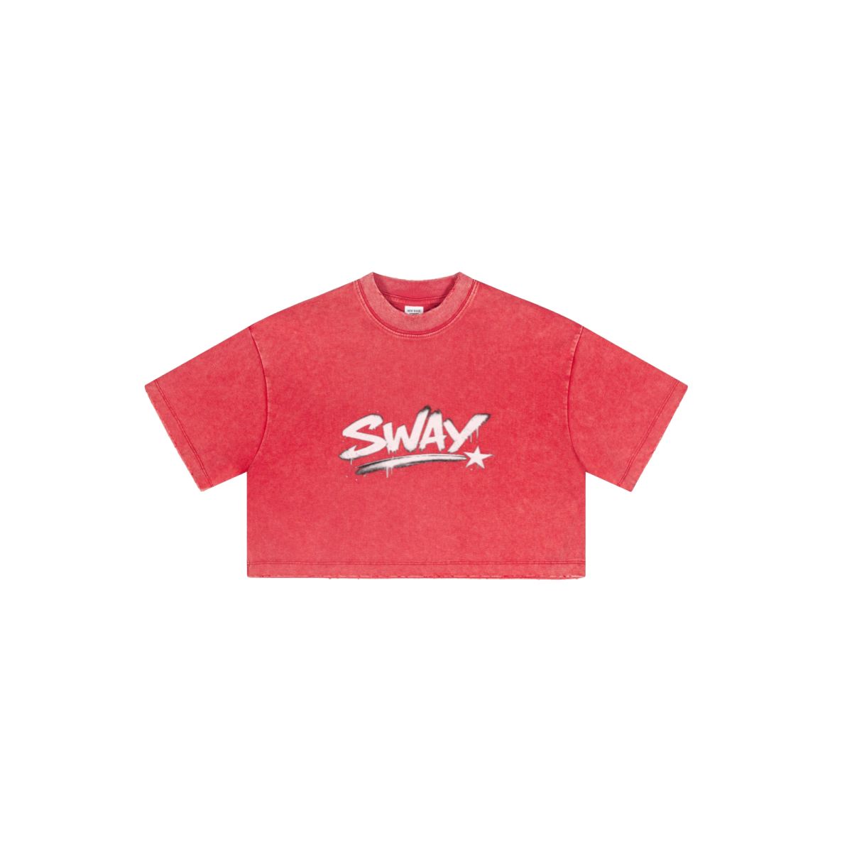 230GSM Women’s Cool-Touch Cropped High-Street Color Retro Snow-Wash T-shirt Red
