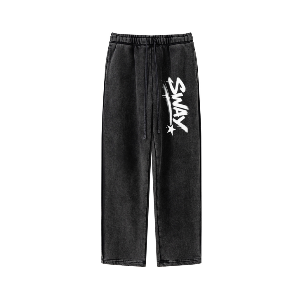 360GSM Men's Fleece Twisted-Stitch Marled Pants Snow Wash Grey