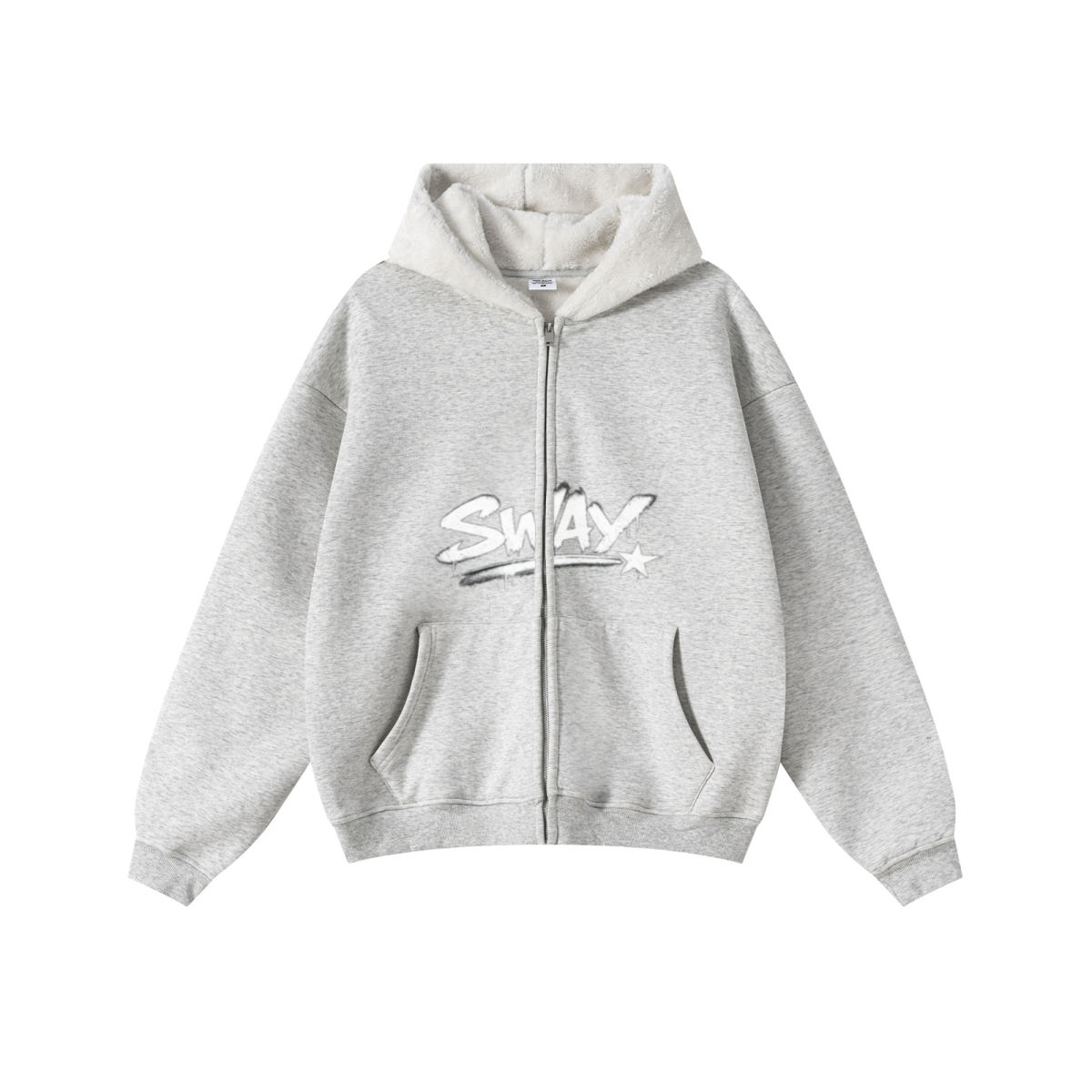 560GSM Unisex Composite Fleece Zip-Up Hoodie Oatmeal Grey