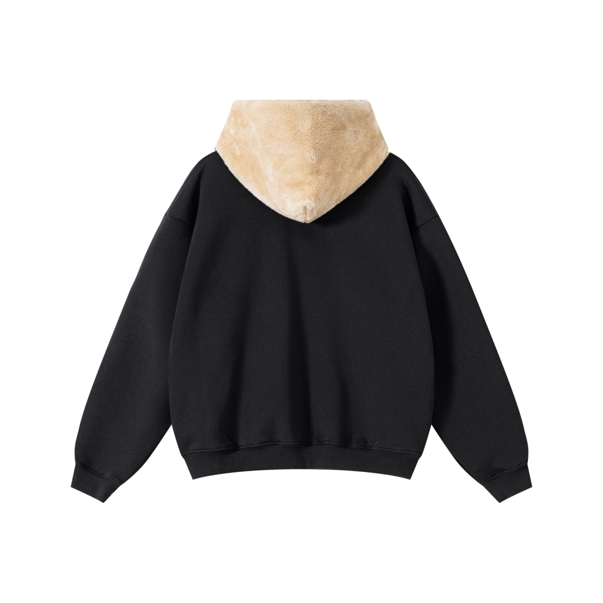 560GSM Unisex Composite Fleece Zip-Up Hoodie Black